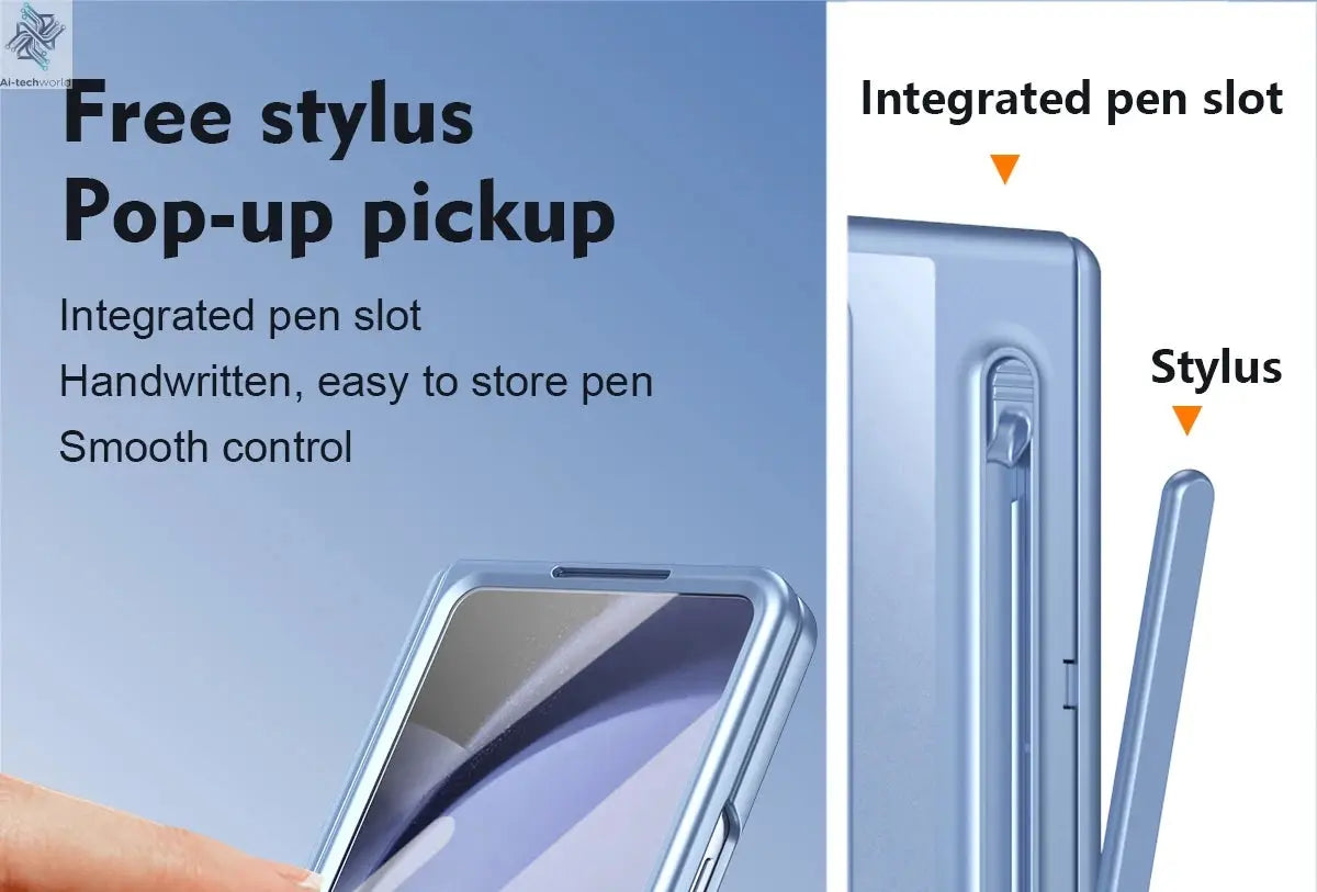 Shockproof Hinge Protection Case For Samsung Galaxy Z Fold 7 6 5 4 5G With Touch Pen Stand Tempered Glass Protective Film Cover Ai-TechWorld 