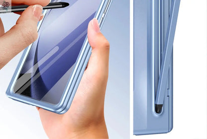 Shockproof Hinge Protection Case For Samsung Galaxy Z Fold 7 6 5 4 5G With Touch Pen Stand Tempered Glass Protective Film Cover Ai-TechWorld 