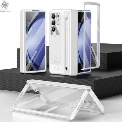 Shockproof Hinge Protection Case For Samsung Galaxy Z Fold 7 6 5 4 5G With Touch Pen Stand Tempered Glass Protective Film Cover Ai-TechWorld 