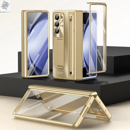 Shockproof Hinge Protection Case For Samsung Galaxy Z Fold 7 6 5 4 5G With Touch Pen Stand Tempered Glass Protective Film Cover Ai-TechWorld 