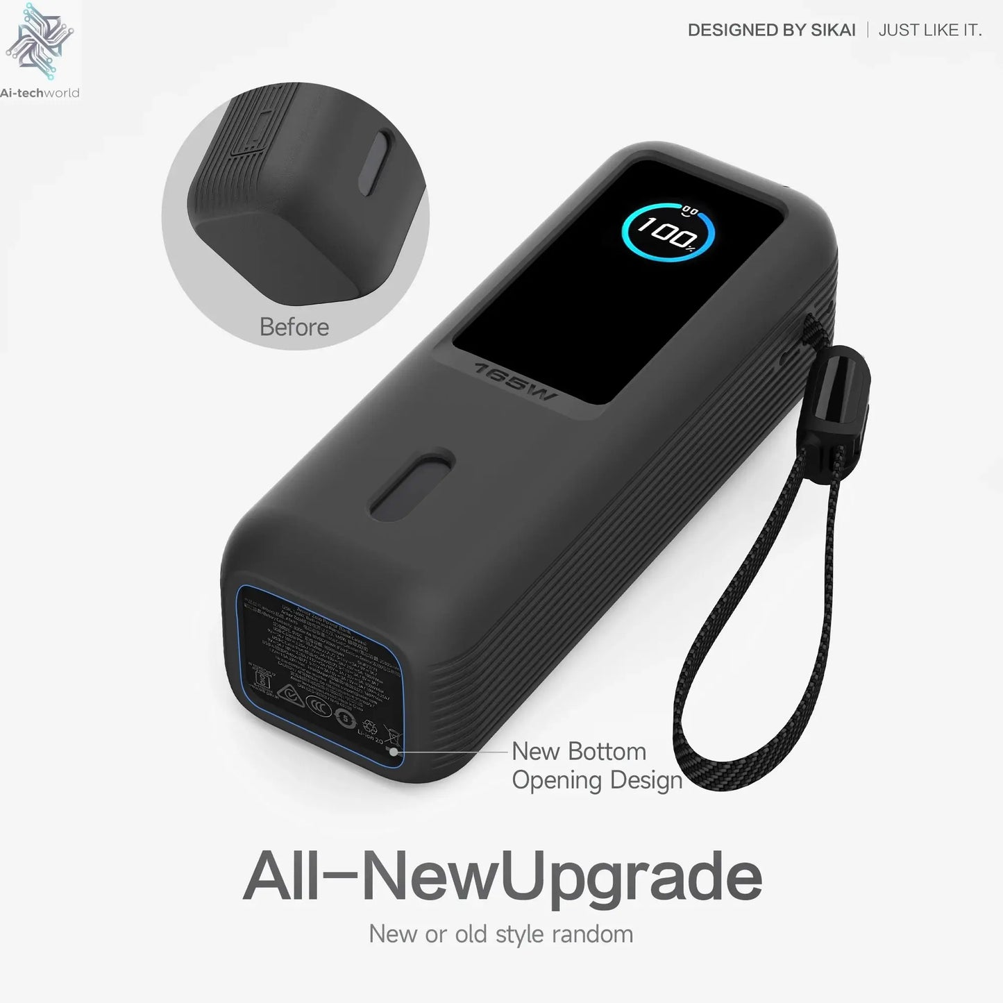 Sikai Eco-Friendly Silicone Portable Charger Case for Anker zolo 2in1 165W PowerBank Shockproof Cover Compatible with Anker zolo Ai-TechWorld 