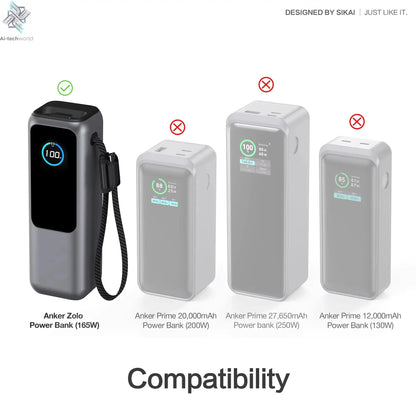 Sikai Eco-Friendly Silicone Portable Charger Case for Anker zolo 2in1 165W PowerBank Shockproof Cover Compatible with Anker zolo Ai-TechWorld 