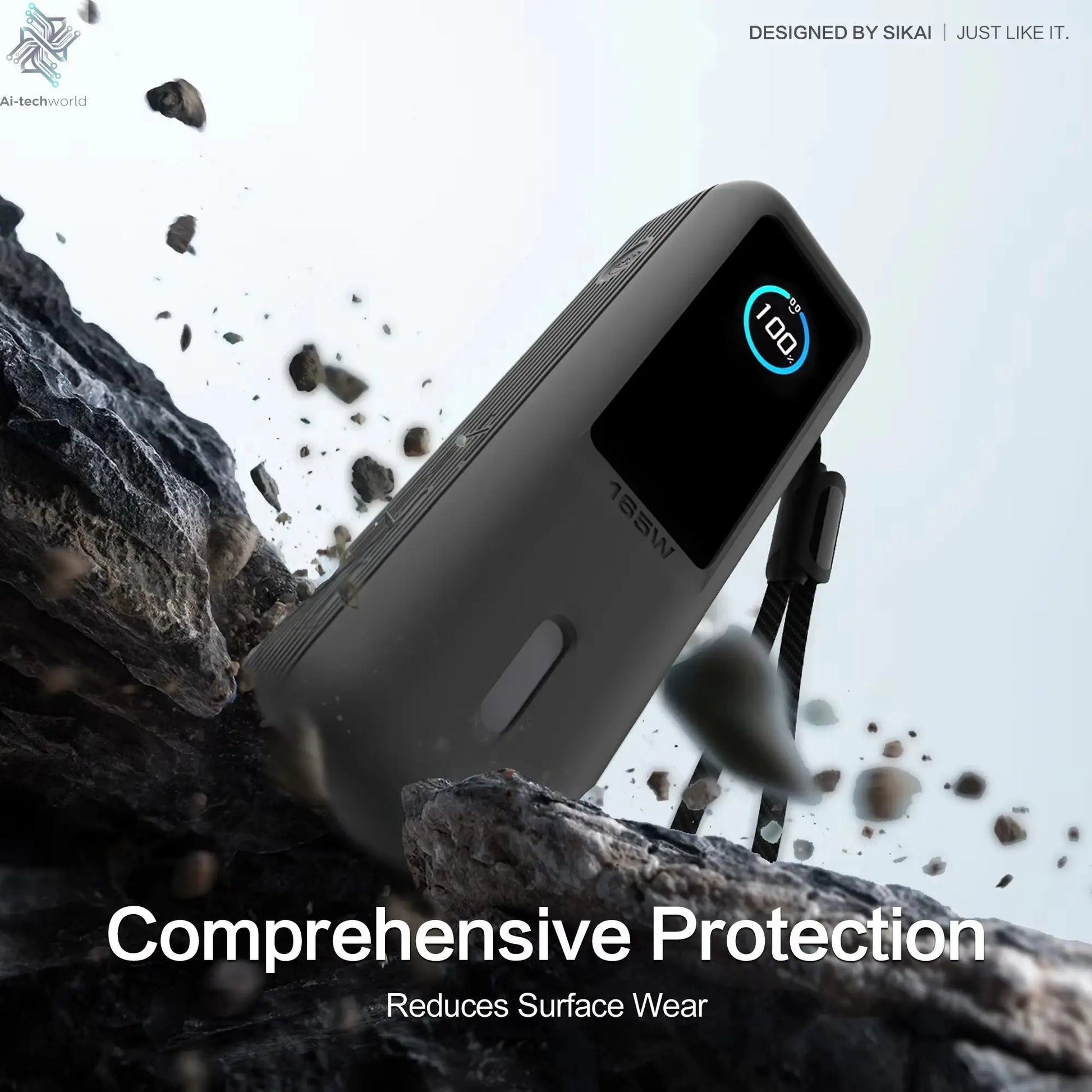 Sikai Eco-Friendly Silicone Portable Charger Case for Anker zolo 2in1 165W PowerBank Shockproof Cover Compatible with Anker zolo Ai-TechWorld 