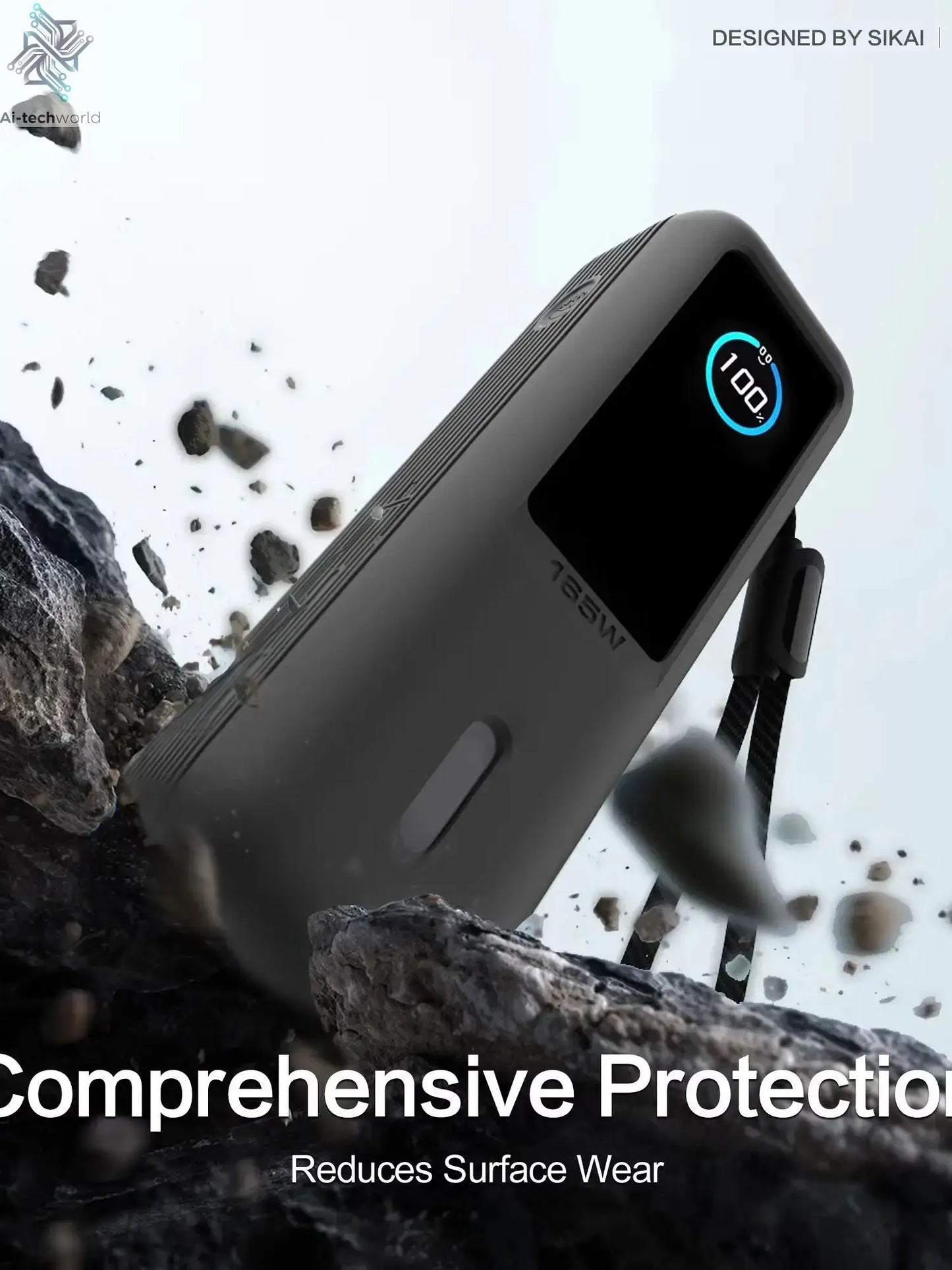 Sikai Eco-Friendly Silicone Portable Charger Case for Anker zolo 2in1 165W PowerBank Shockproof Cover Compatible with Anker zolo Ai-TechWorld 