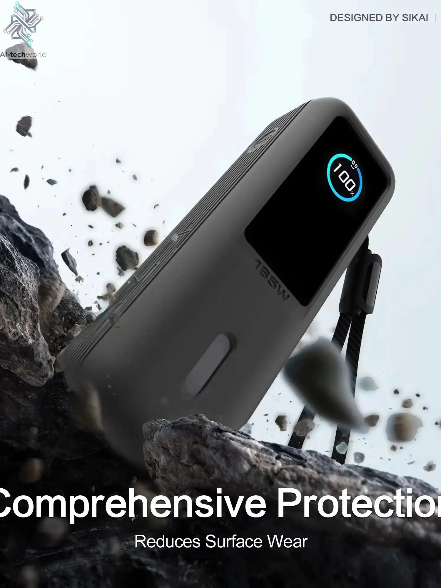 Sikai Eco-Friendly Silicone Portable Charger Case for Anker zolo 2in1 165W PowerBank Shockproof Cover Compatible with Anker zolo Ai-TechWorld 
