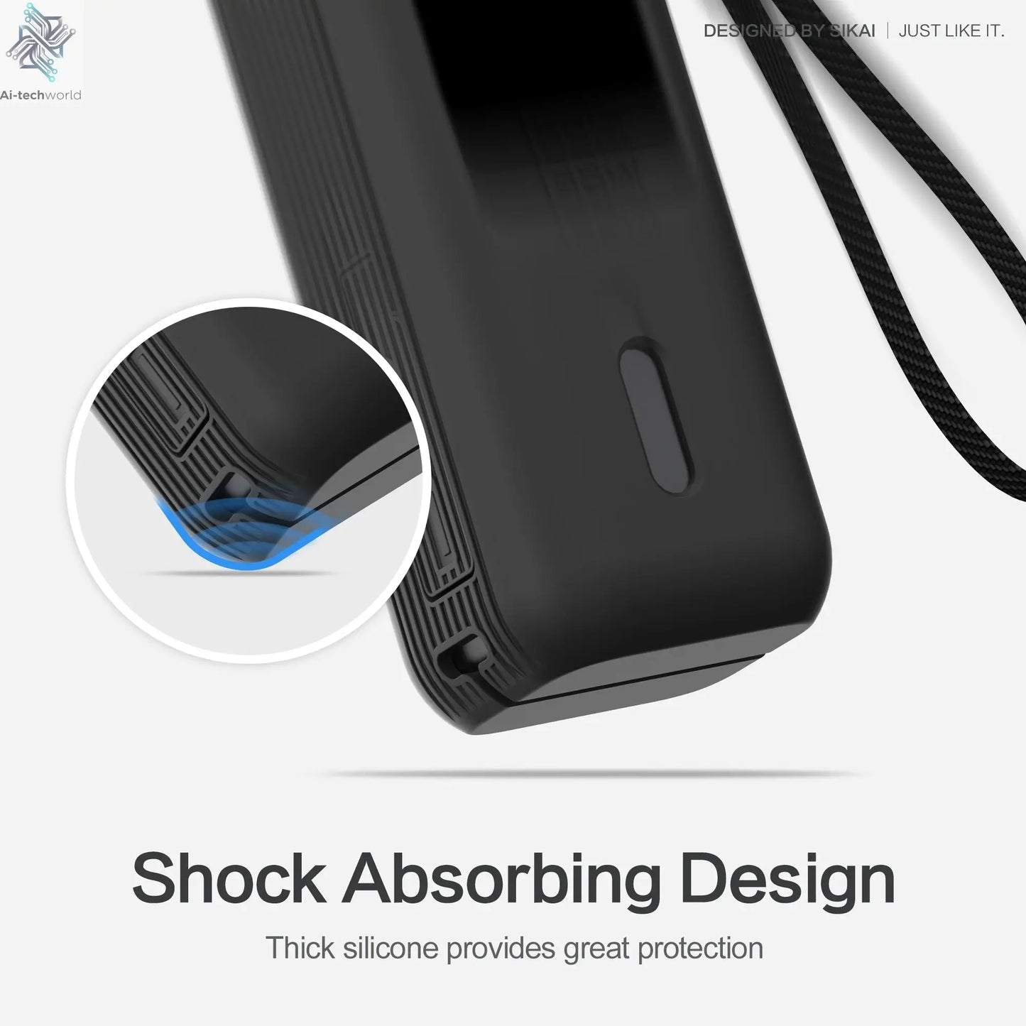 Silicone Case for Anker Zolo 25000mAh 165W Power Bank Portable Charger Protective Case Travel Carrying Case TF/SIM storage Bag Ai-TechWorld 