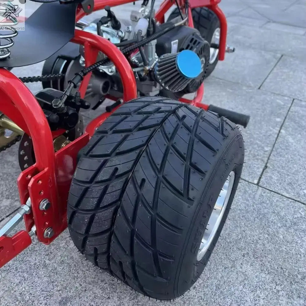 Single Seat 4 Stroke 212cc Engine Pedal Go Kart 7.5HP Three Wheels with 9.9N.m Chain Drive for Outdoor Gas Fuel Ai-TechWorld 