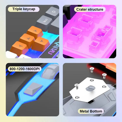 Single keyboard and keyboard mouse RAIKU T26 Three tone Luminous Keyboard Mouse Wired Mechanical Touch Gaming Mouse Keyboard Set Ai-TechWorld 
