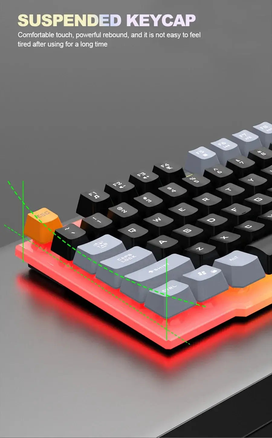 Single keyboard and keyboard mouse RAIKU T26 Three tone Luminous Keyboard Mouse Wired Mechanical Touch Gaming Mouse Keyboard Set Ai-TechWorld 