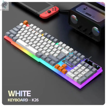 Single keyboard and keyboard mouse RAIKU T26 Three tone Luminous Keyboard Mouse Wired Mechanical Touch Gaming Mouse Keyboard Set Ai-TechWorld 