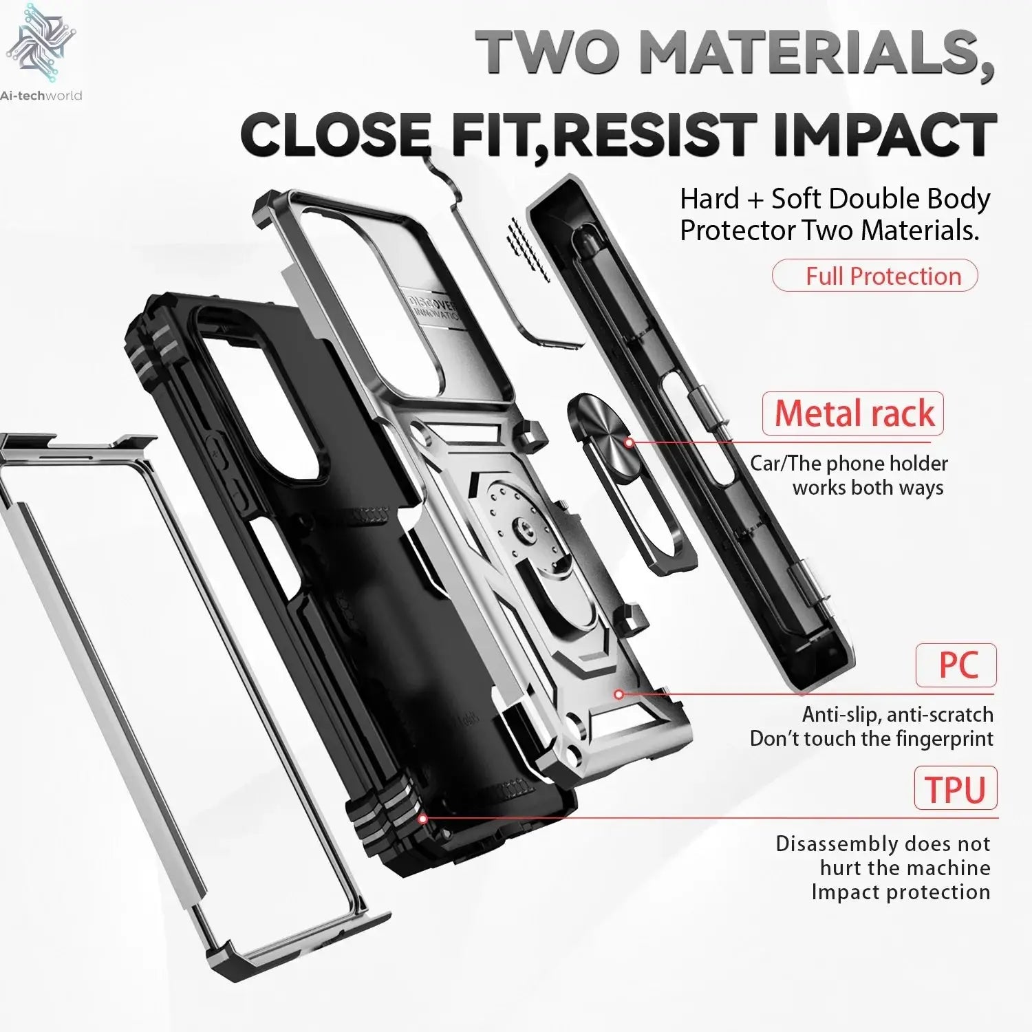 Slide Camera Lens Armor Phone Case for Samsung Galaxy Z Fold 6 5 4 7 Magnetic Ring Stand Holder Shockproof Protection Back Cover Ai-TechWorld 