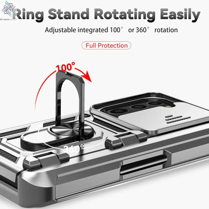Slide Camera Lens Armor Phone Case for Samsung Galaxy Z Fold 6 5 4 7 Magnetic Ring Stand Holder Shockproof Protection Back Cover Ai-TechWorld 