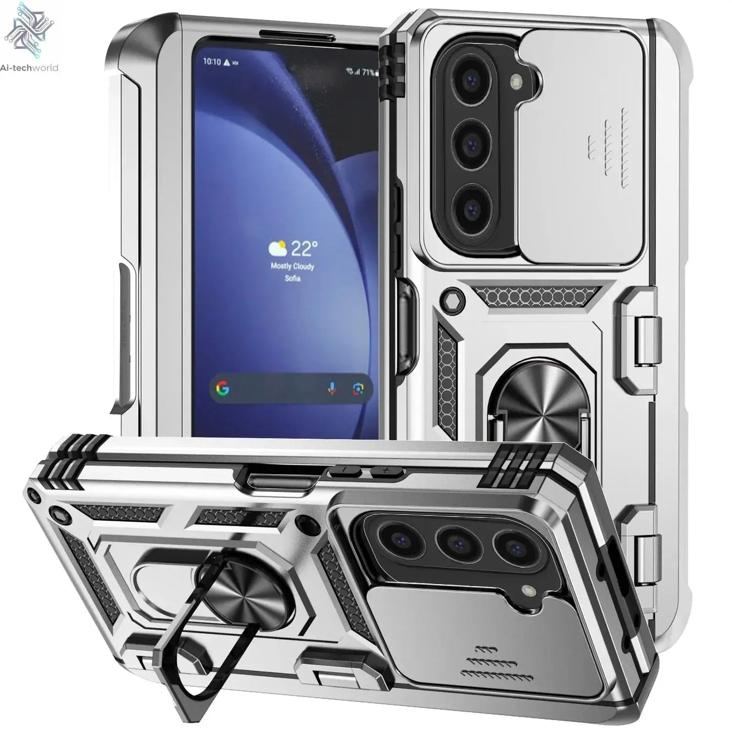 Slide Camera Lens Armor Phone Case for Samsung Galaxy Z Fold 6 5 4 7 Magnetic Ring Stand Holder Shockproof Protection Back Cover Ai-TechWorld 