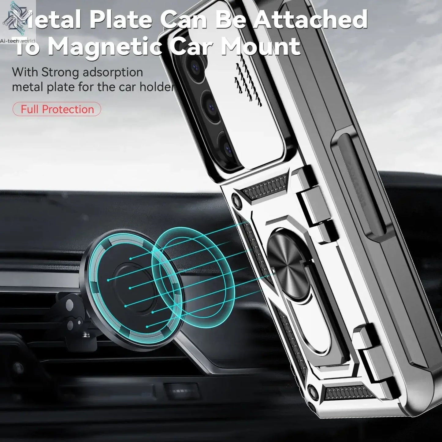 Slide Camera Lens Armor Phone Case for Samsung Galaxy Z Fold 6 5 4 7 Magnetic Ring Stand Holder Shockproof Protection Back Cover Ai-TechWorld 