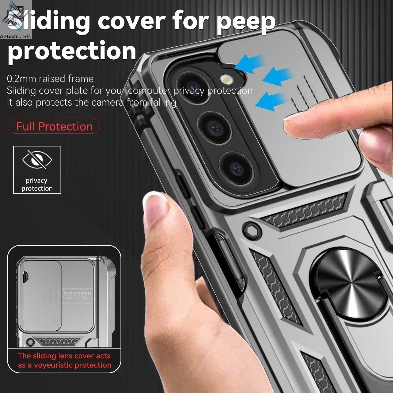 Slide Camera Lens Armor Phone Case for Samsung Galaxy Z Fold 6 5 4 7 Magnetic Ring Stand Holder Shockproof Protection Back Cover Ai-TechWorld 