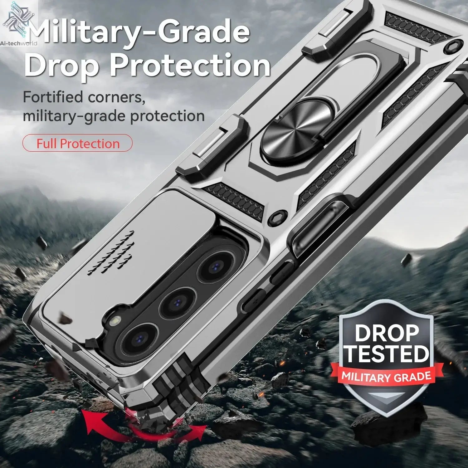 Slide Camera Lens Armor Phone Case for Samsung Galaxy Z Fold 6 5 4 7 Magnetic Ring Stand Holder Shockproof Protection Back Cover Ai-TechWorld 
