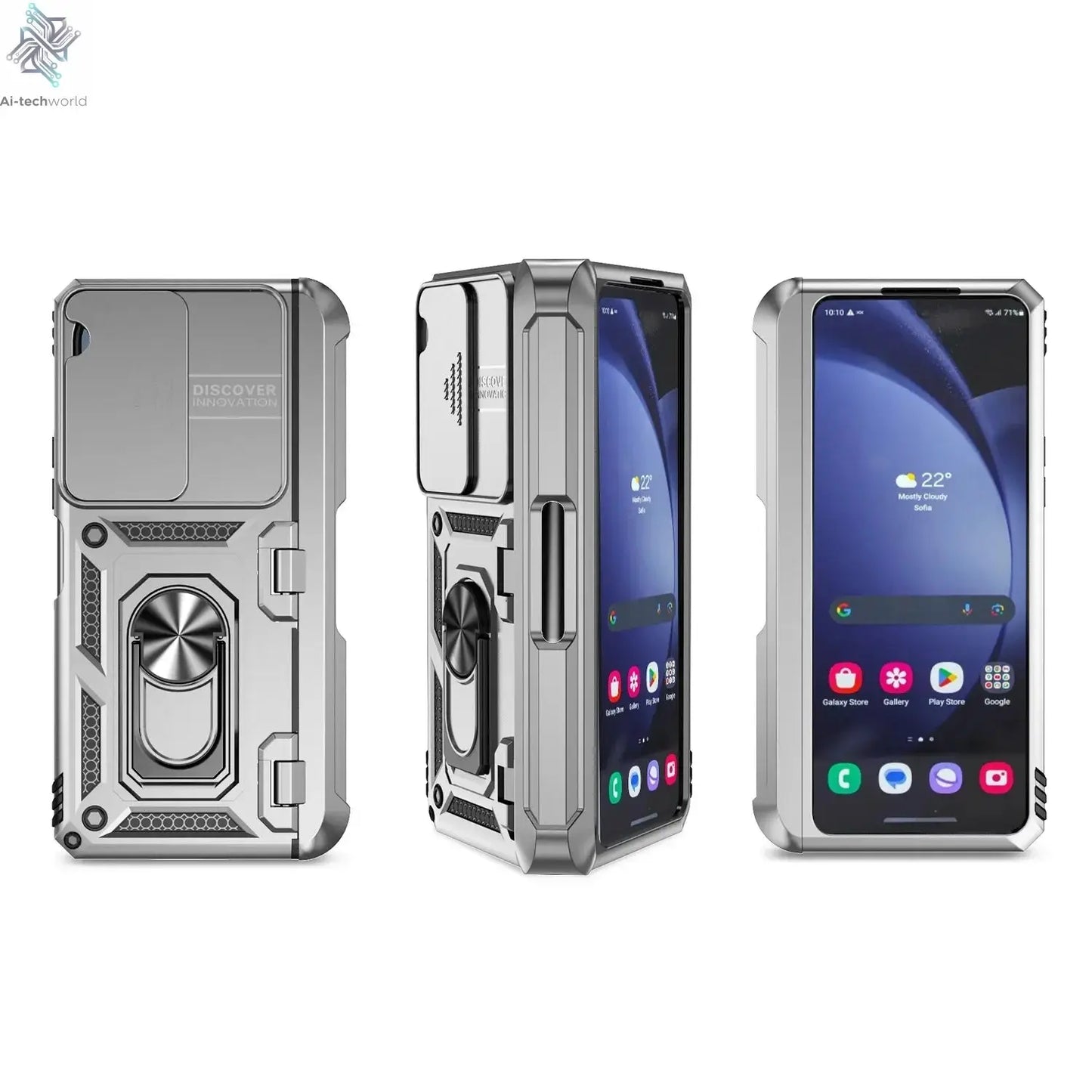 Slide Camera Lens Armor Phone Case for Samsung Galaxy Z Fold 6 5 4 7 Magnetic Ring Stand Holder Shockproof Protection Back Cover Ai-TechWorld 