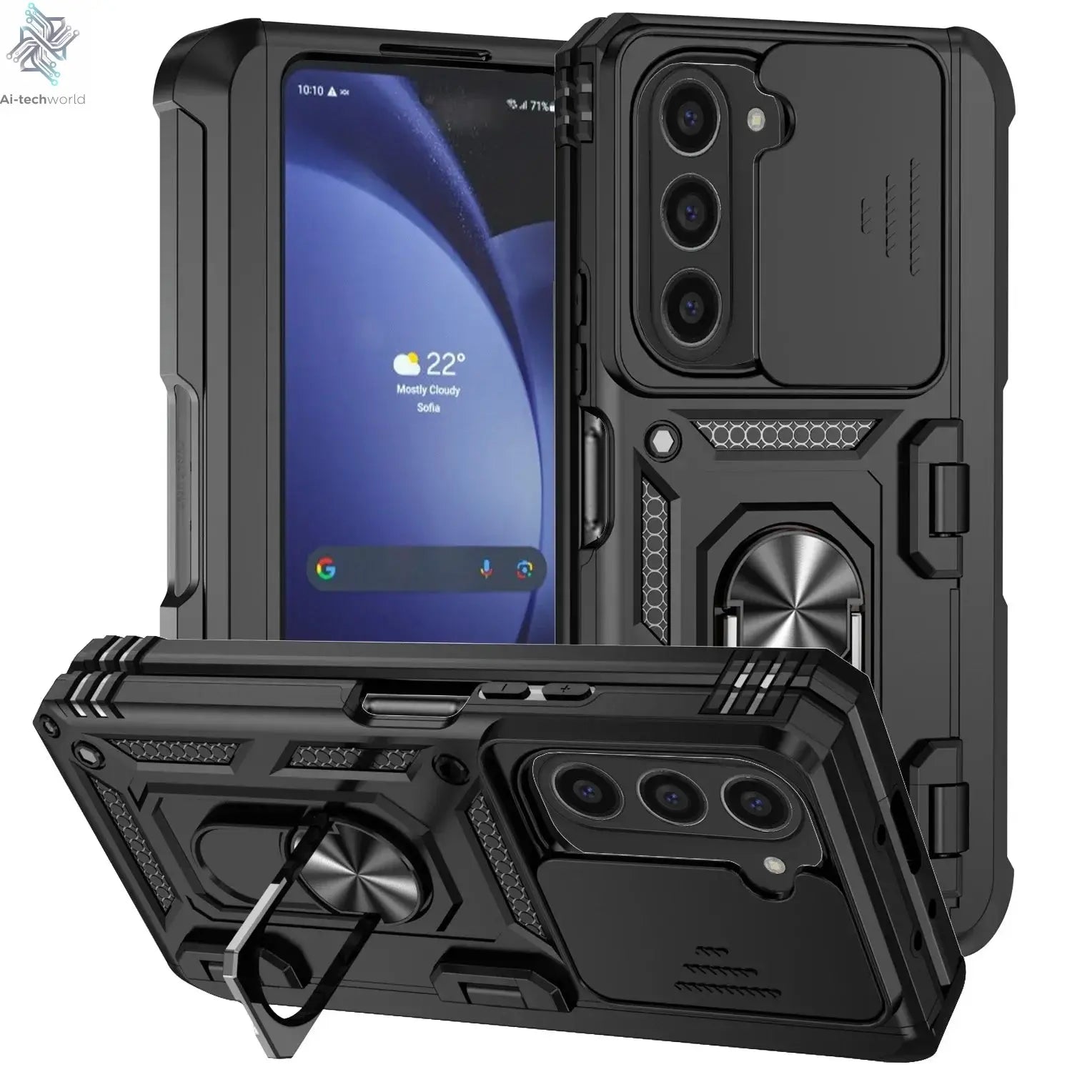 Slide Camera Lens Armor Phone Case for Samsung Galaxy Z Fold 6 5 4 7 Magnetic Ring Stand Holder Shockproof Protection Back Cover Ai-TechWorld 