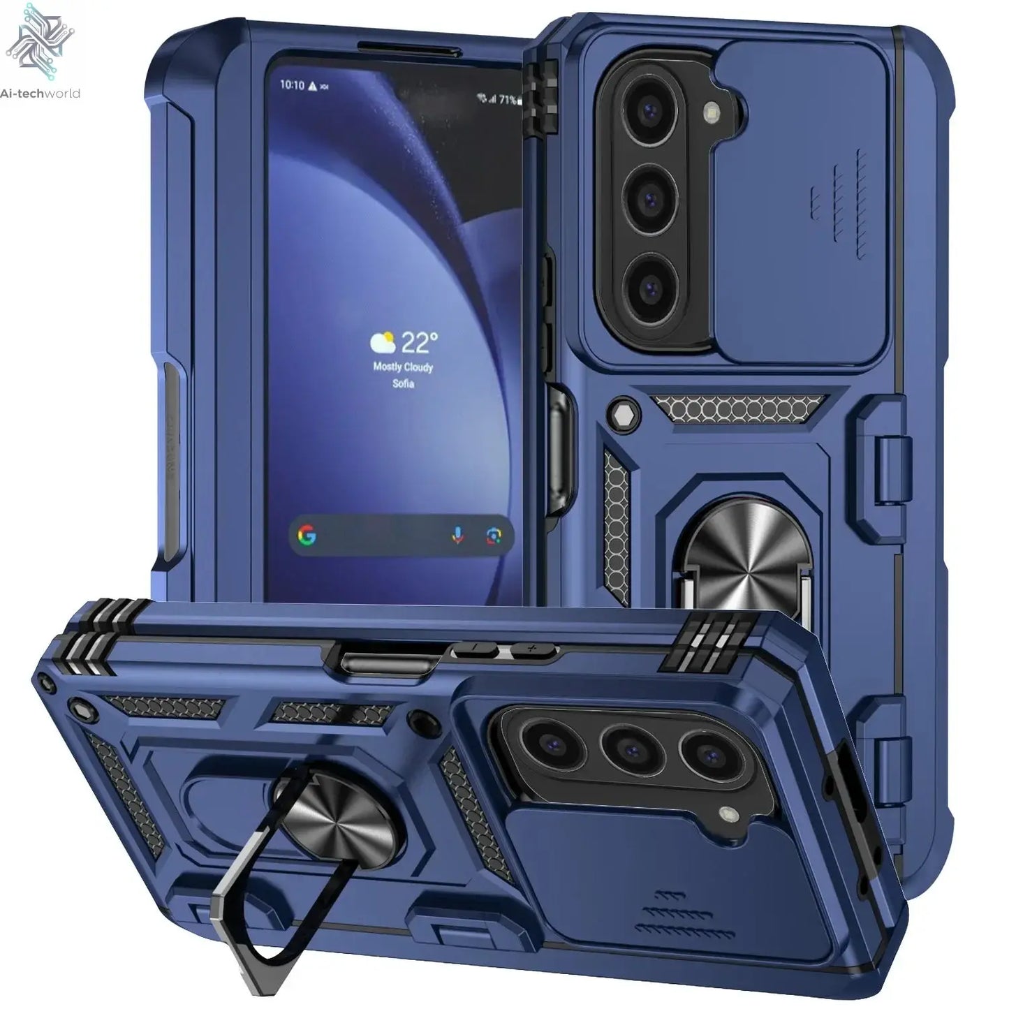 Slide Camera Lens Armor Phone Case for Samsung Galaxy Z Fold 6 5 4 7 Magnetic Ring Stand Holder Shockproof Protection Back Cover Ai-TechWorld 