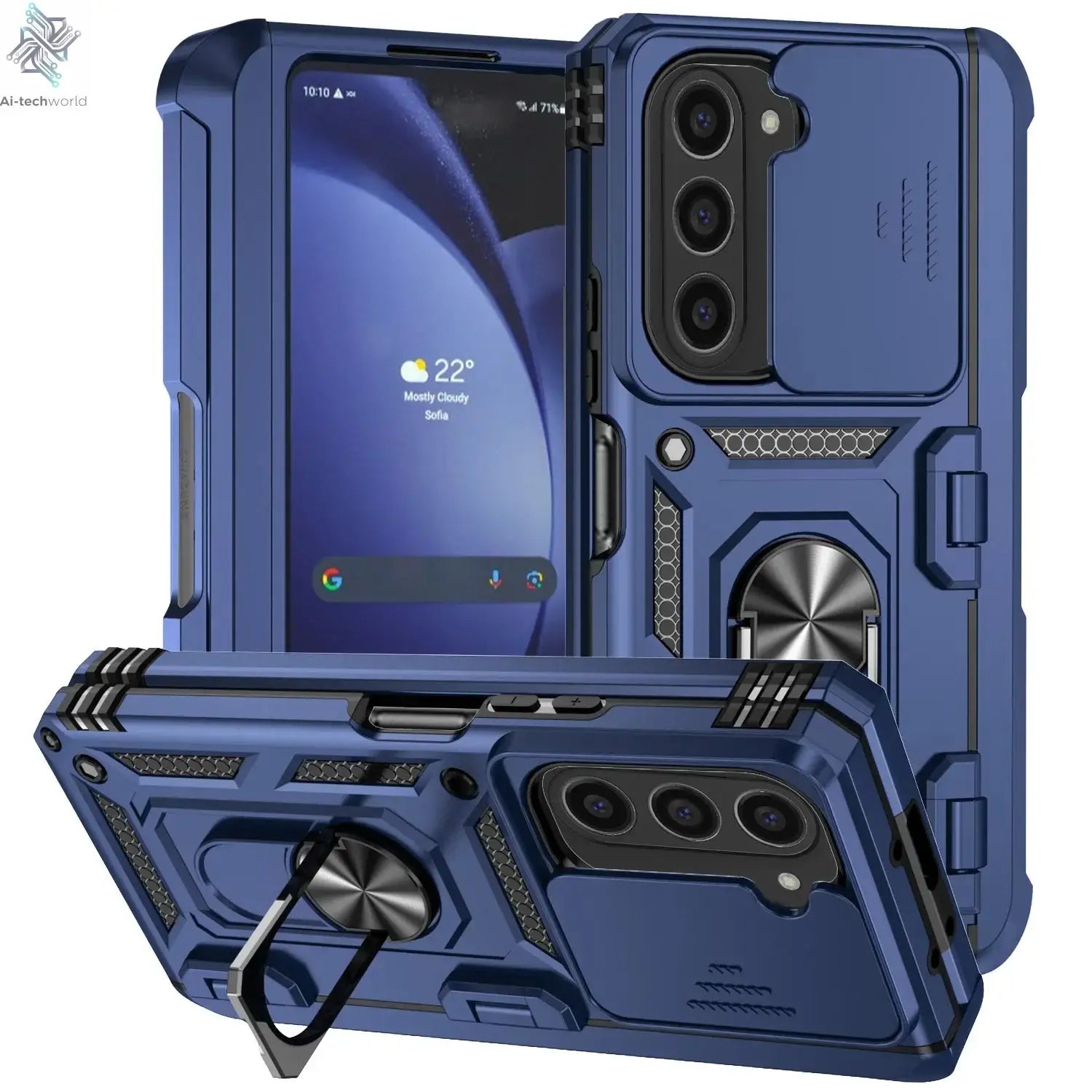 Slide Camera Lens Armor Phone Case for Samsung Galaxy Z Fold 6 5 4 7 Magnetic Ring Stand Holder Shockproof Protection Back Cover Ai-TechWorld 