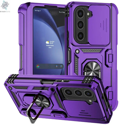 Slide Camera Lens Armor Phone Case for Samsung Galaxy Z Fold 6 5 4 7 Magnetic Ring Stand Holder Shockproof Protection Back Cover Ai-TechWorld 