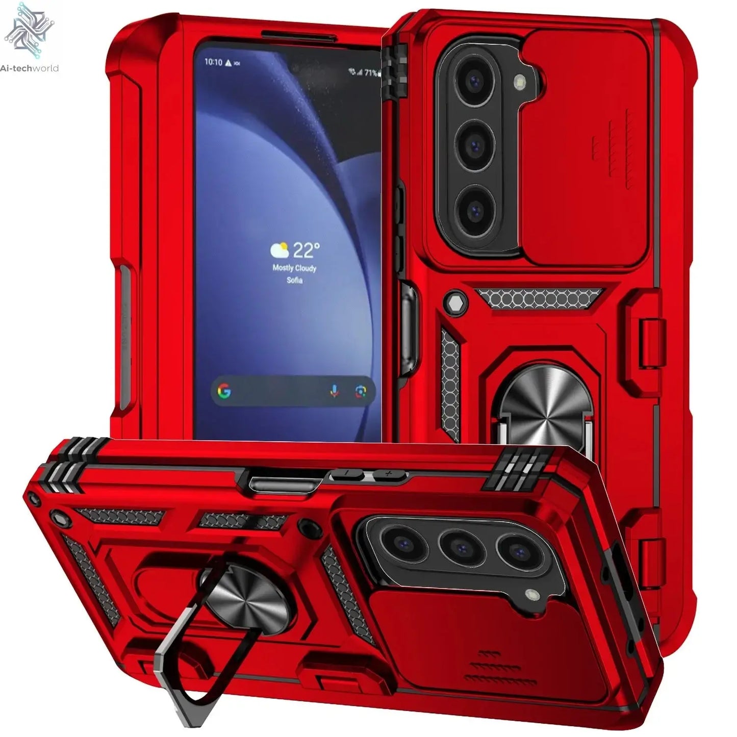 Slide Camera Lens Armor Phone Case for Samsung Galaxy Z Fold 6 5 4 7 Magnetic Ring Stand Holder Shockproof Protection Back Cover Ai-TechWorld 