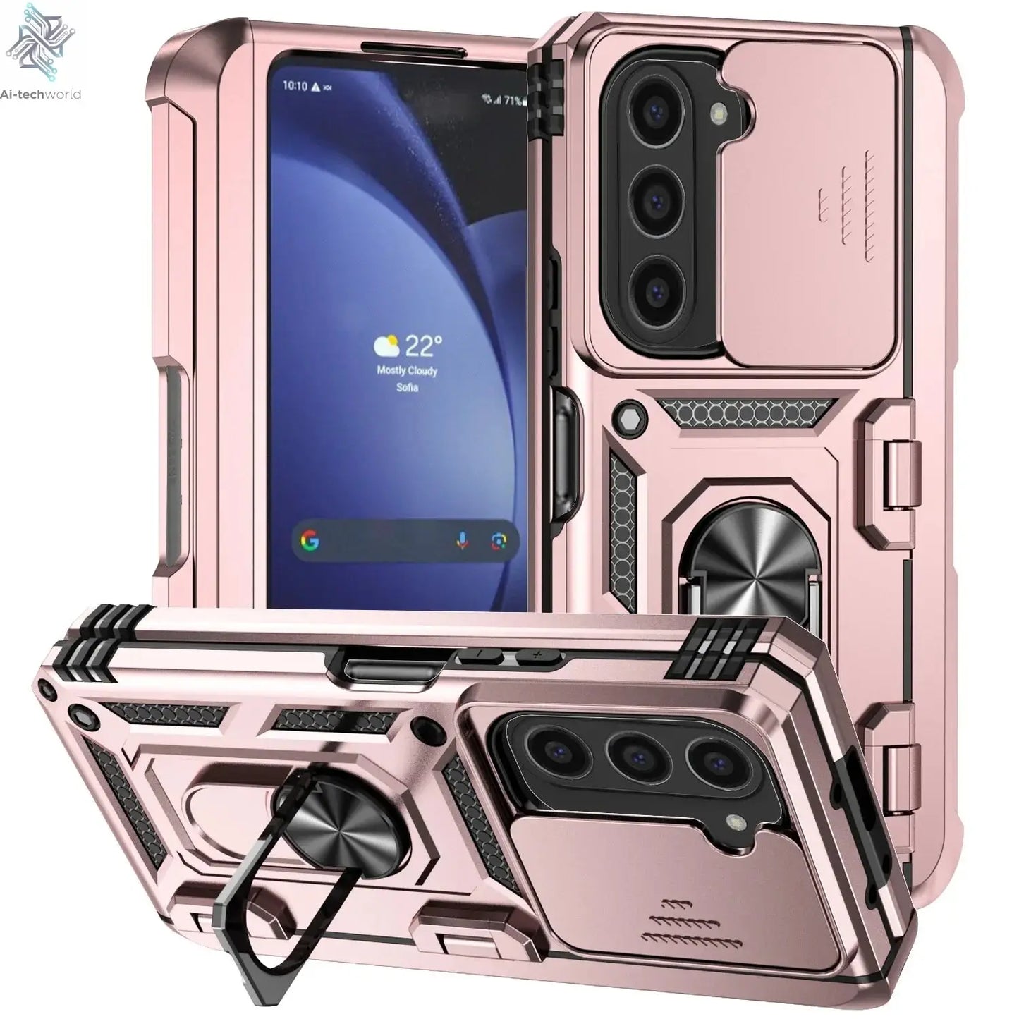 Slide Camera Lens Armor Phone Case for Samsung Galaxy Z Fold 6 5 4 7 Magnetic Ring Stand Holder Shockproof Protection Back Cover Ai-TechWorld 