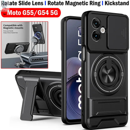 Slide Lens Funda for Motorola Moto G55 Case Magnetic Ring Cover for Motorola G64 G54 Power 5G Case Foldable Kickstand Armor Capa Ai-TechWorld 