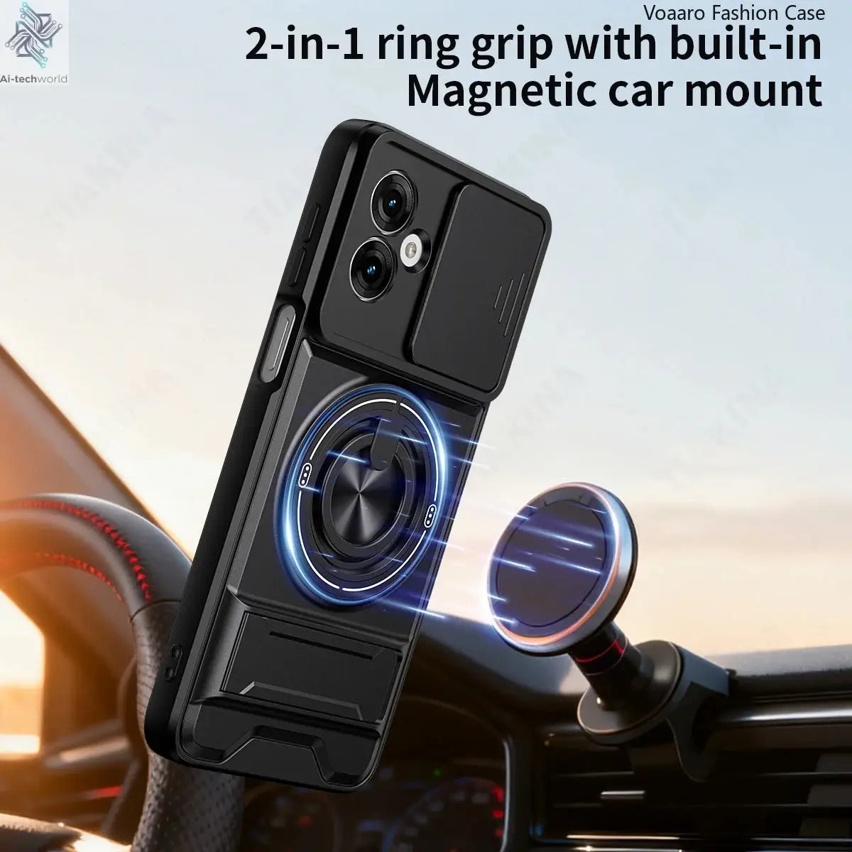 Slide Lens Funda for Motorola Moto G55 Case Magnetic Ring Cover for Motorola G64 G54 Power 5G Case Foldable Kickstand Armor Capa Ai-TechWorld 