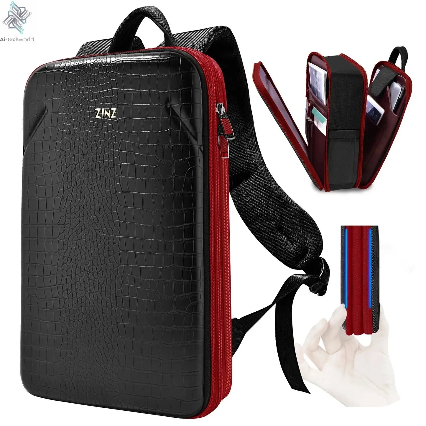 Slim Laptop Backpack 15.6 Inch with Variable Capacity and USB Port, Anti-Theft Water-Resistant Business Travel Backpack Daypack Ai-TechWorld 