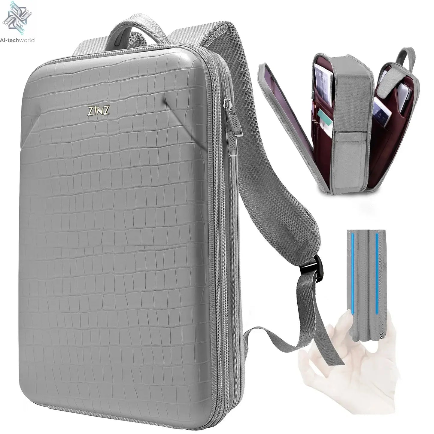 Slim Laptop Backpack 15.6 Inch with Variable Capacity and USB Port, Anti-Theft Water-Resistant Business Travel Backpack Daypack Ai-TechWorld 