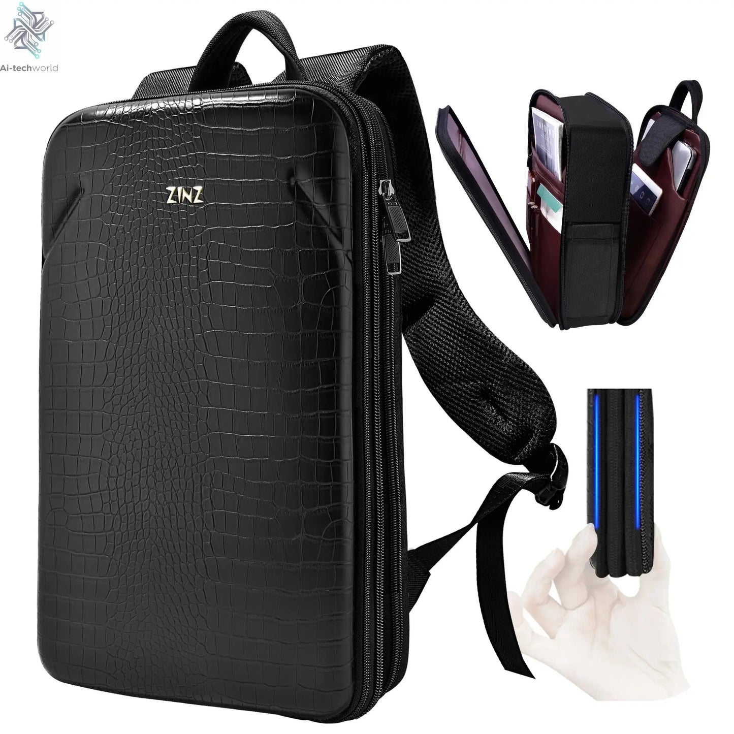 Slim Laptop Backpack 15.6 Inch with Variable Capacity and USB Port, Anti-Theft Water-Resistant Business Travel Backpack Daypack Ai-TechWorld 