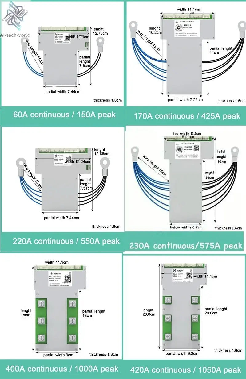 Smart 20S ~ 30S ANT BMS Lifepo4 li-ion LTO Battery Protection Board 220A 400A 170A 420A Bluetooth Phone 24S 26S 28S 84V 96V 126V Ai-TechWorld