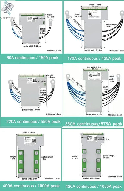 Smart 20S ~ 30S ANT BMS Lifepo4 li-ion LTO Battery Protection Board 220A 400A 170A 420A Bluetooth Phone 24S 26S 28S 84V 96V 126V Ai-TechWorld