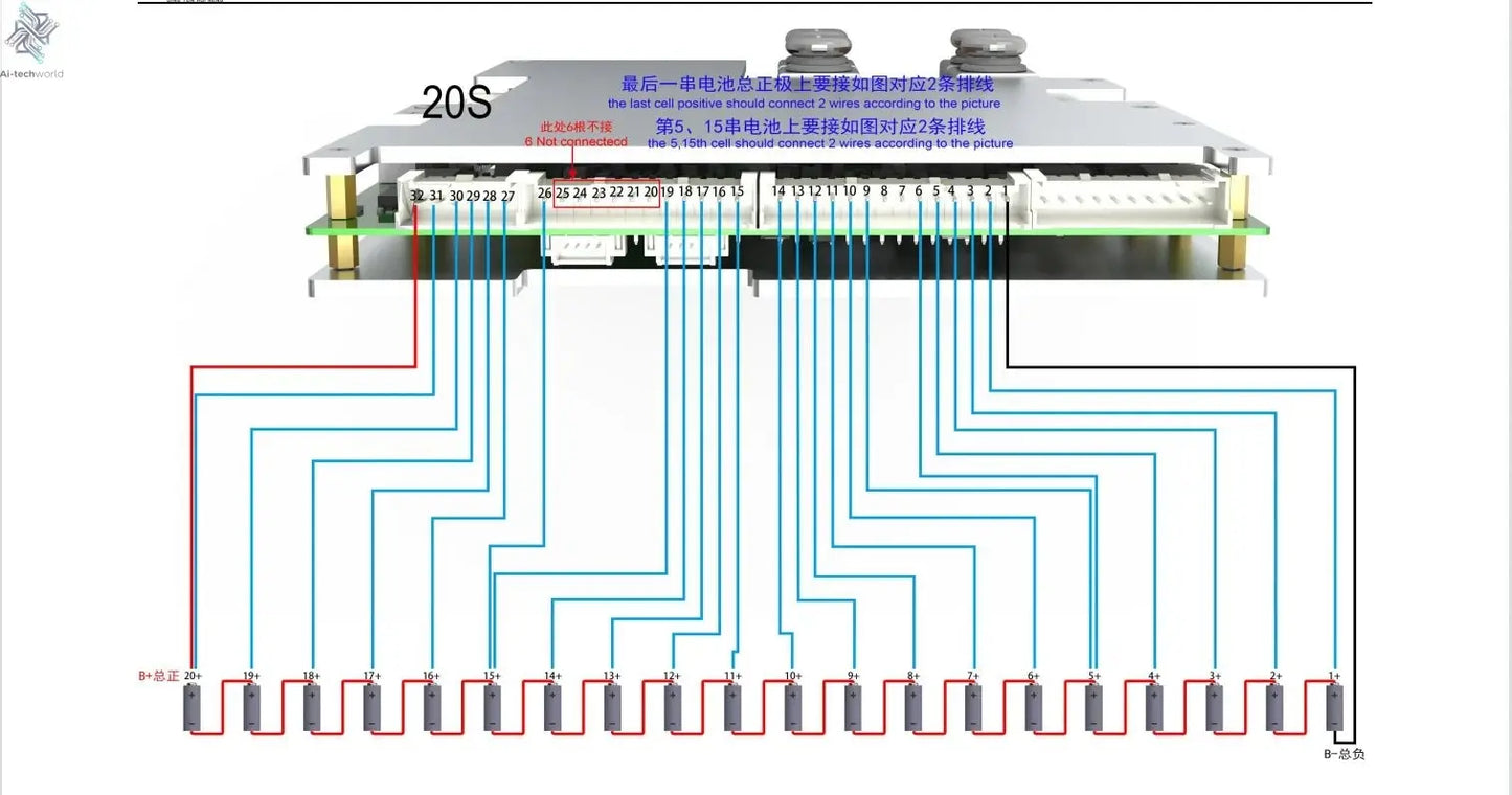 Smart 20S ~ 30S ANT BMS Lifepo4 li-ion LTO Battery Protection Board 220A 400A 170A 420A Bluetooth Phone 24S 26S 28S 84V 96V 126V Ai-TechWorld