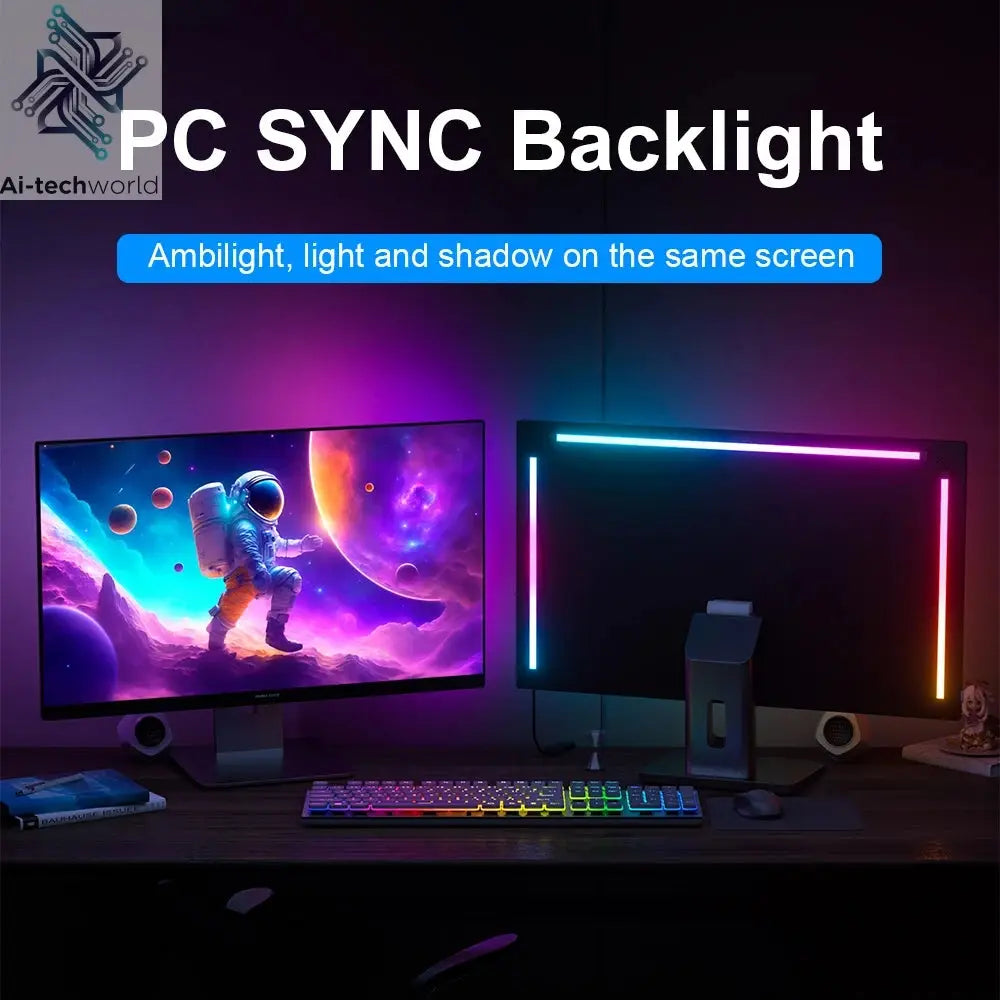 Smart Ambient TV PC Display Sync Computer Monitor Backlight LED Strip Light RGB Color DIY Game Holiday Atmosphere Decor Lamp Ai-TechWorld 