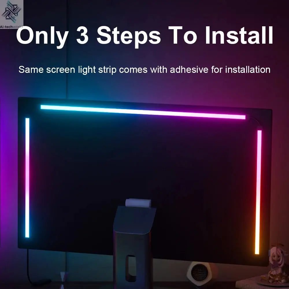 Smart Ambient TV PC Display Sync Computer Monitor Backlight LED Strip Light RGB Color DIY Game Holiday Atmosphere Decor Lamp Ai-TechWorld 