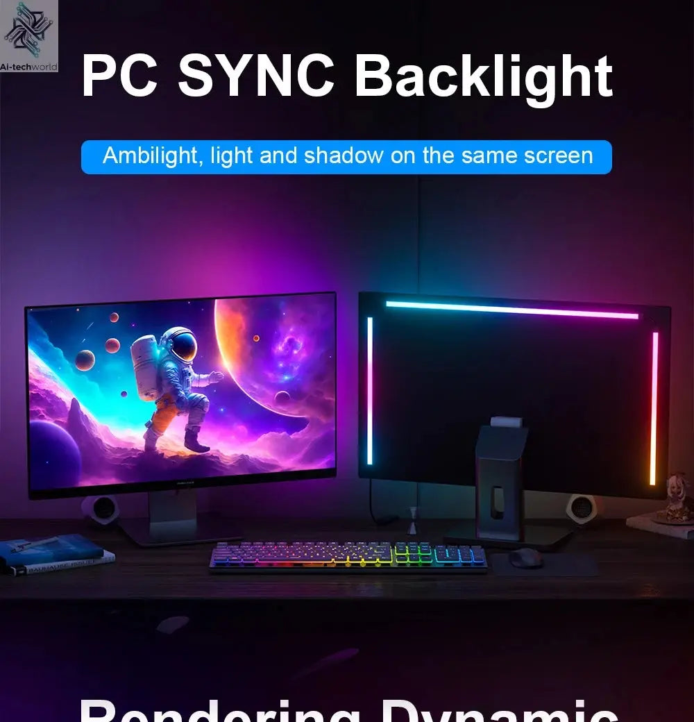 Smart Ambient TV PC Display Sync Computer Monitor Backlight LED Strip Light RGB Color DIY Game Holiday Atmosphere Decor Lamp Ai-TechWorld 