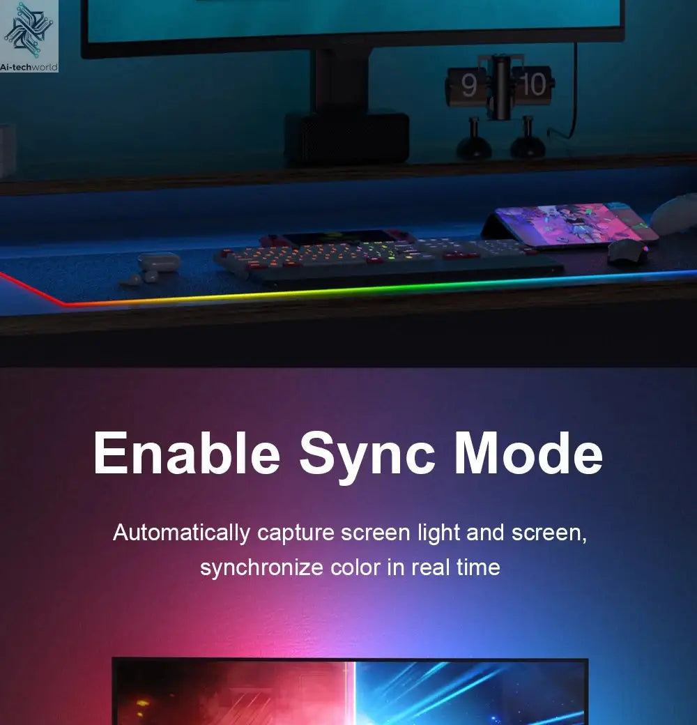 Smart Ambient TV PC Display Sync Computer Monitor Backlight LED Strip Light RGB Color DIY Game Holiday Atmosphere Decor Lamp Ai-TechWorld 