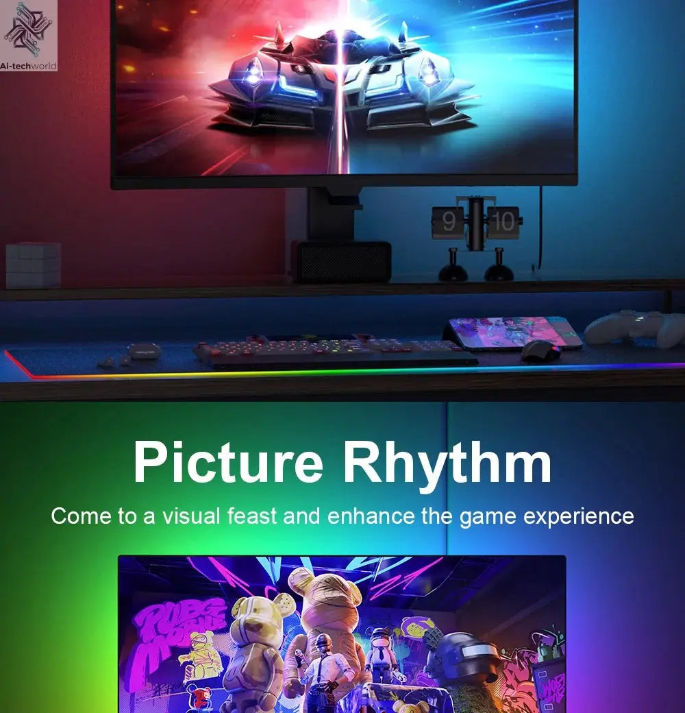 Smart Ambient TV PC Display Sync Computer Monitor Backlight LED Strip Light RGB Color DIY Game Holiday Atmosphere Decor Lamp Ai-TechWorld 