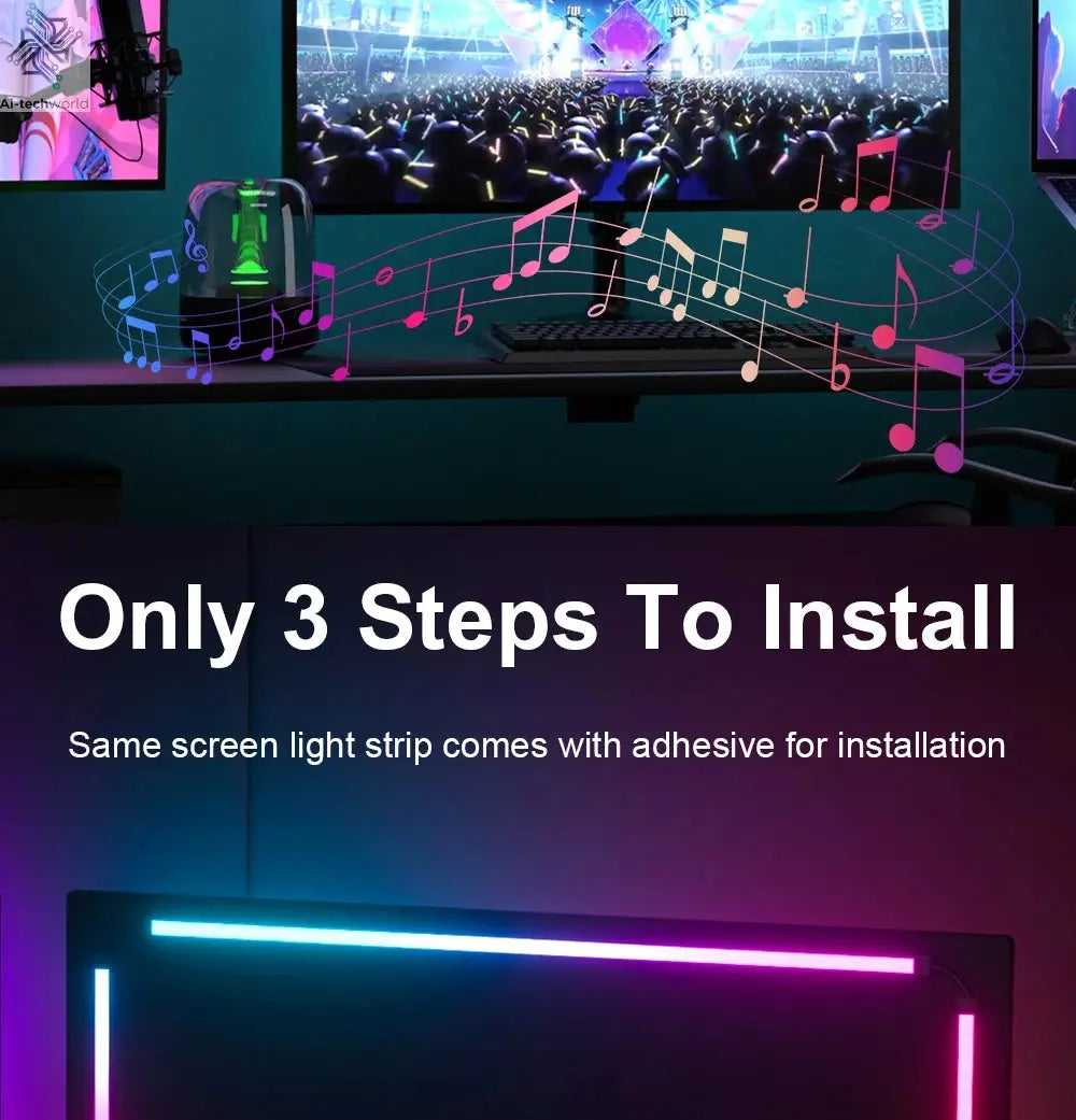 Smart Ambient TV PC Display Sync Computer Monitor Backlight LED Strip Light RGB Color DIY Game Holiday Atmosphere Decor Lamp Ai-TechWorld 