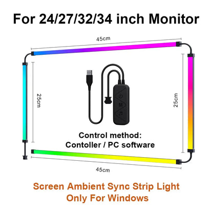 Smart Ambient TV PC Display Sync Computer Monitor Backlight LED Strip Light RGB Color DIY Game Holiday Atmosphere Decor Lamp Ai-TechWorld 
