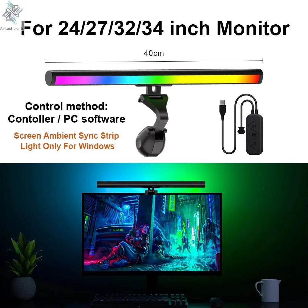 Smart Ambient TV PC Display Sync Computer Monitor Backlight LED Strip Light RGB Color DIY Game Holiday Atmosphere Decor Lamp Ai-TechWorld 