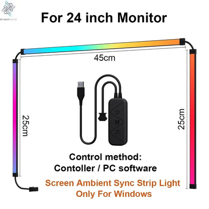 Smart Ambient TV PC Display Sync Computer Monitor Backlight LED Strip Light RGB Color DIY Game Holiday Atmosphere Decor Lamp Ai-TechWorld 
