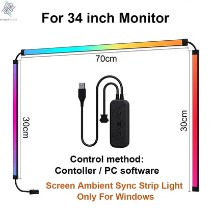 Smart Ambient TV PC Display Sync Computer Monitor Backlight LED Strip Light RGB Color DIY Game Holiday Atmosphere Decor Lamp Ai-TechWorld 