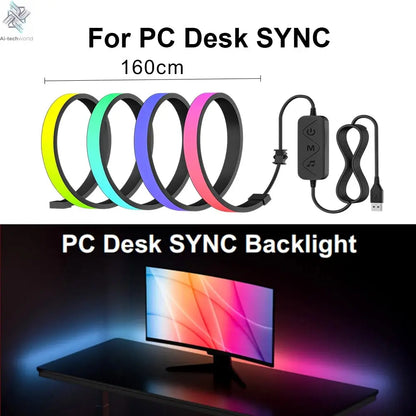 Smart Ambient TV PC Display Sync Computer Monitor Backlight LED Strip Light RGB Color DIY Game Holiday Atmosphere Decor Lamp Ai-TechWorld 