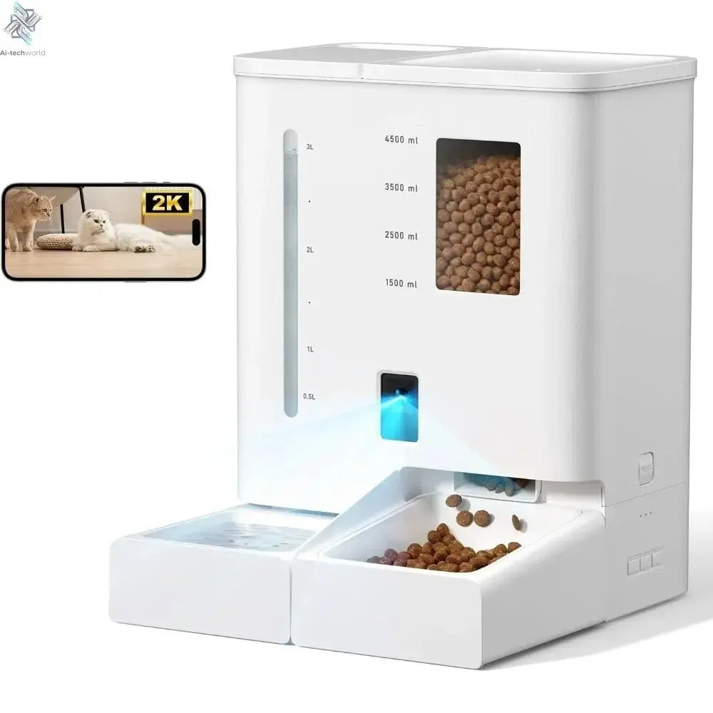 Smart Automatic Cat Feeder with Camera, Night Vision, Voice Recording & App Control - Ai - TechWorld