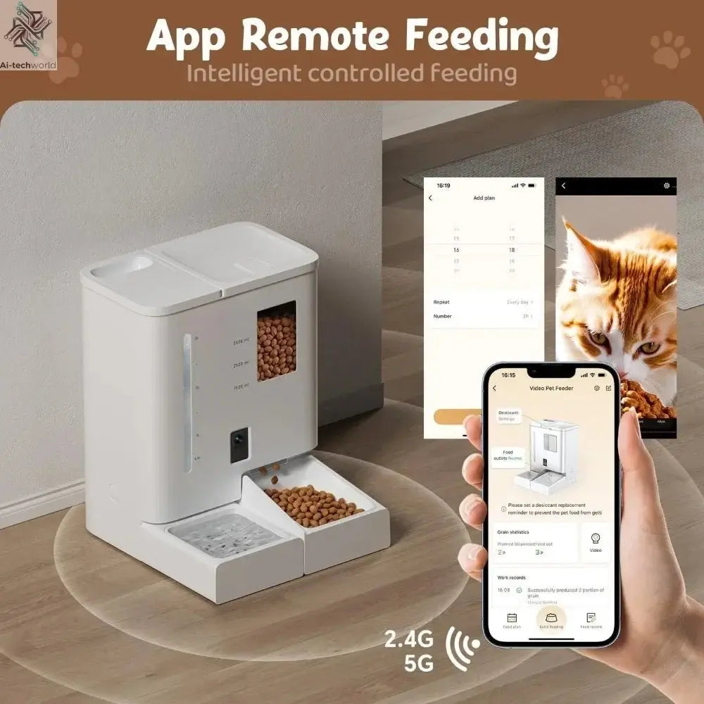 Smart Automatic Cat Feeder with Camera, Night Vision, Voice Recording & App Control - Ai - TechWorld