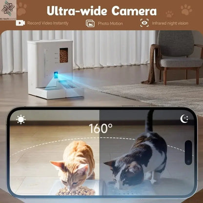 Smart Automatic Cat Feeder with Camera, Night Vision, Voice Recording & App Control - Ai - TechWorld
