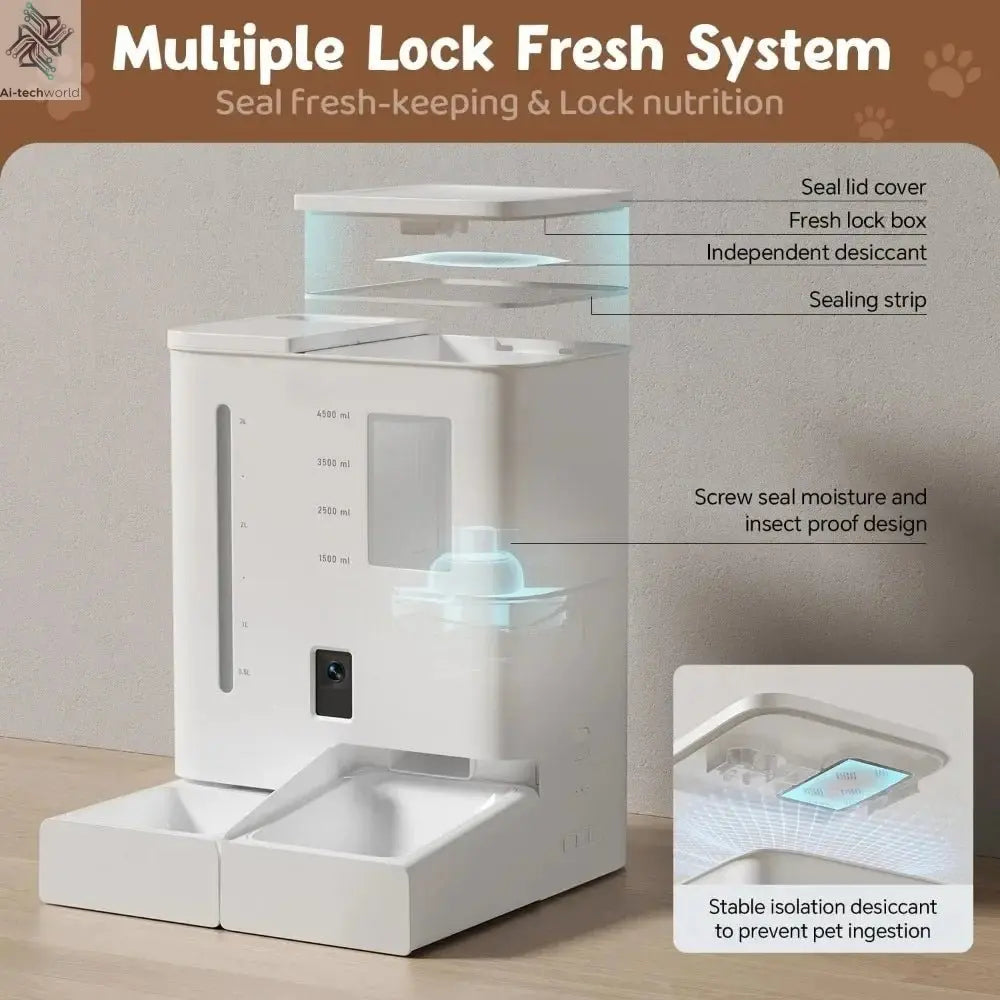 Smart Automatic Cat Feeder with Camera, Night Vision, Voice Recording & App Control - Ai - TechWorld